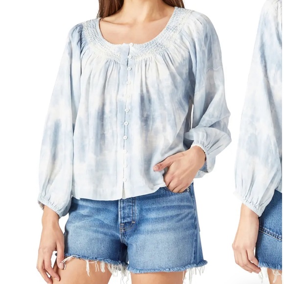 LUCKY BRAND Embroidered Peasant Blouse - Picture 1 of 8
